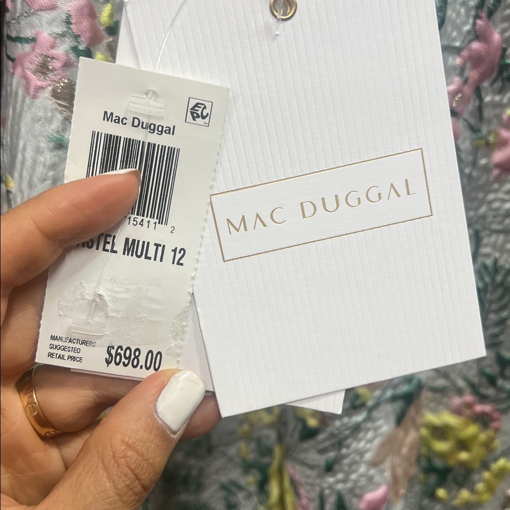 Mac Duggal One-Shoulder Floral Gown in Pastel Multi - Picture 6 of 6
